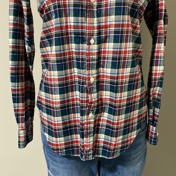 FRANK & EILEEN BARRY WOVEN BUTTON UP RED BLUE PLAID Shirt Top XS - Picture 4 of 13